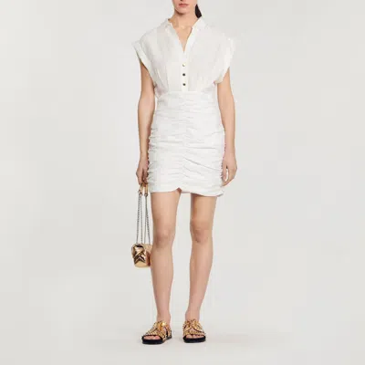 Sandro Robe Courte Drapée In White