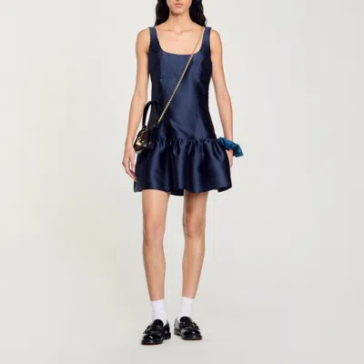 Sandro Robe Courte En Satin In Blue