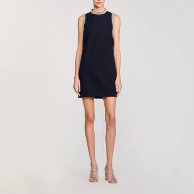 Sandro Robe Courte Strassée In Black