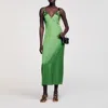 Sandro Robe Fluide Satinée In Green