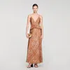 Sandro Robe Longue À Imprimé Bandana In Brown