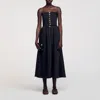 Sandro Robe Longue Bustier In Black