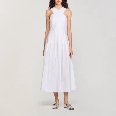 Sandro Robe Longue Croisée In White