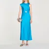 Sandro Robe Longue Drapée In Blue