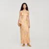 Sandro Robe Longue Imprimé Fleur In Pink