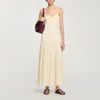 Sandro Robe Longue Plissée In Sand