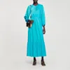 Sandro Robe Longue Satinée In Blue