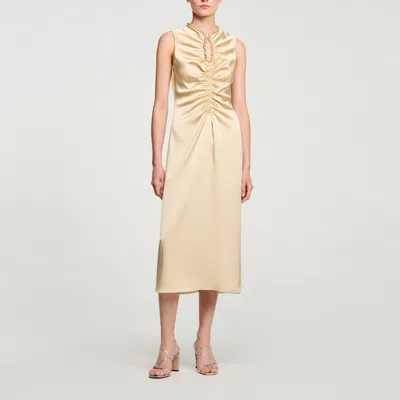 Sandro Robe Midi À Strass In Brown