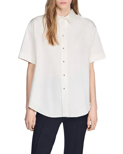 Sandro Roccalina Pleated Back Shirt In White
