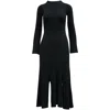 Sandro Rony Ribbed Knit Midi Dress In Navy Blue Polyamide In Blue