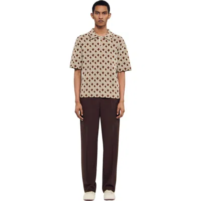 Sandro Rope Jacquard Cardigan Shirt In Neutral