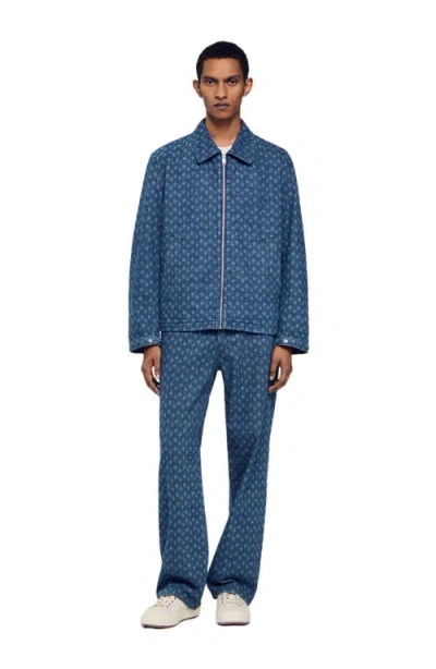 SANDRO SANDRO ROPE MOTIF DENIM JACKET