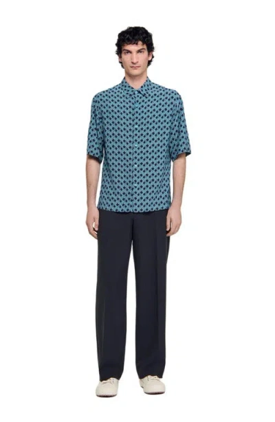 Sandro Rope Print Shirt In Blue
