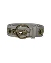 Sandro Round Buckle And Eyelet Belt In White Leather In White
