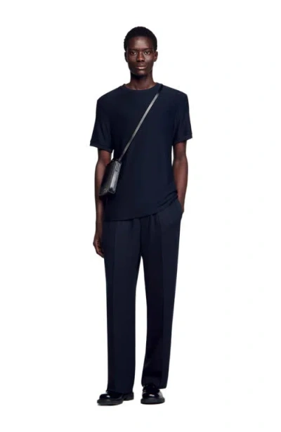Sandro Mock Neck T-shirt In Midnight Blue