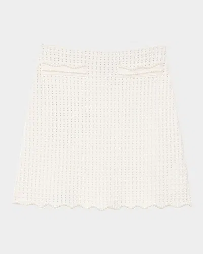 Sandro Roxane Crochet Mini Skirt In White