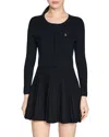 Sandro Ruby Pleated Knit Short Dress In Black