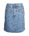 Sandro Rubyn Stud-embellished Skirt In Blue Cotton Denim In Blue