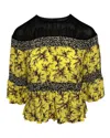 Sandro Ruched Blouse In Yellow Viscose In Yellow