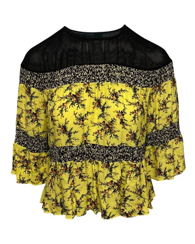 Sandro Ruched Blouse In Yellow Viscose