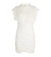 Sandro Ruched Woven Mini Shirt Dress In Beige