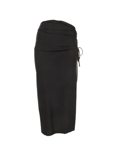 Pre-owned Sandro Ruched-detail Midi Skirt In Black