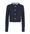 Sandro Womens Navy Blue Denim-collar Wool And Cashmere-blend Cardigan In Blue