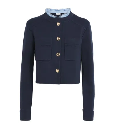 SANDRO RUFFLE-COLLAR CARDIGAN