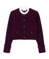 Sandro Ruffle Collar Knitted Cardigan In Black