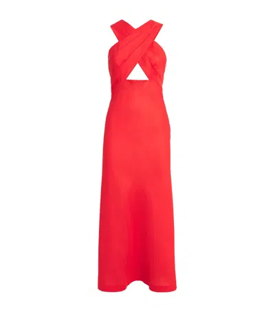 SANDRO RUFFLE-DETAIL MAXI DRESS