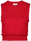 Sandro Ruffle-detail Wool-blend Vest In Rouges