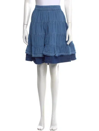 Pre-owned Sandro Ruffle Embellishment Knee-length Skirt In Blue