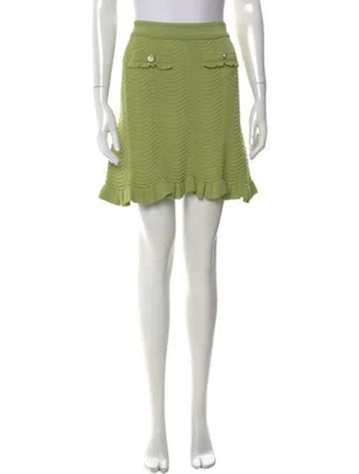 Pre-owned Sandro Ruffle Embellishment Knee-length Skirt In Green