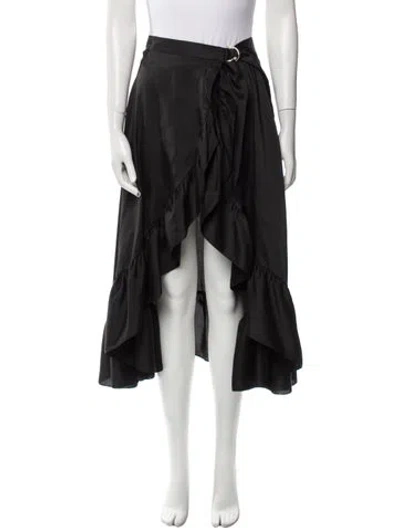Pre-owned Sandro Ruffle Embellishment Midi Length Skirt In Black