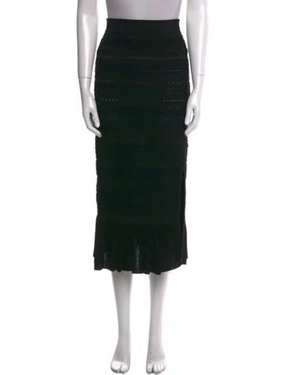 Pre-owned Sandro Ruffle Embellishment Midi Length Skirt In Black
