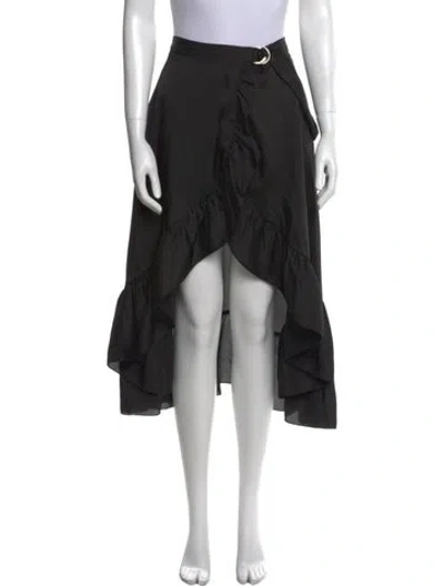 Pre-owned Sandro Ruffle Embellishment Midi Length Skirt In Black