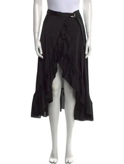 Pre-owned Sandro Ruffle Embellishment Midi Length Skirt In Black