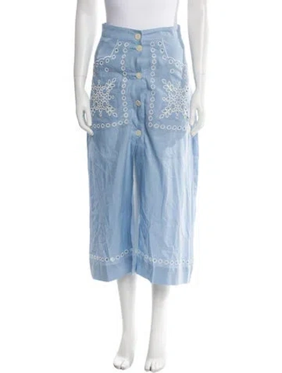 Pre-owned Sandro Ruffle Embellishment Midi Length Skirt In Blue