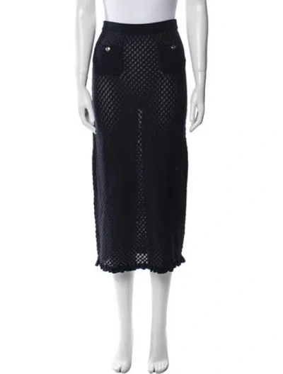 Pre-owned Sandro Ruffle Embellishment Midi Length Skirt In Blue