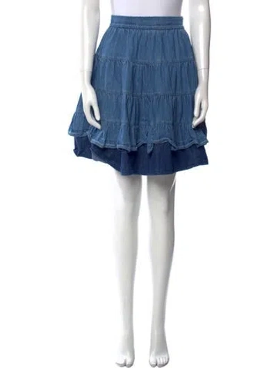 Pre-owned Sandro Ruffle Embellishment Mini Skirt In Blue