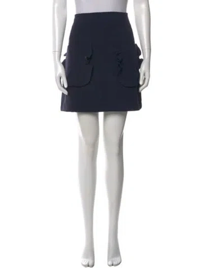 Pre-owned Sandro Ruffle Embellishment Mini Skirt In Blue