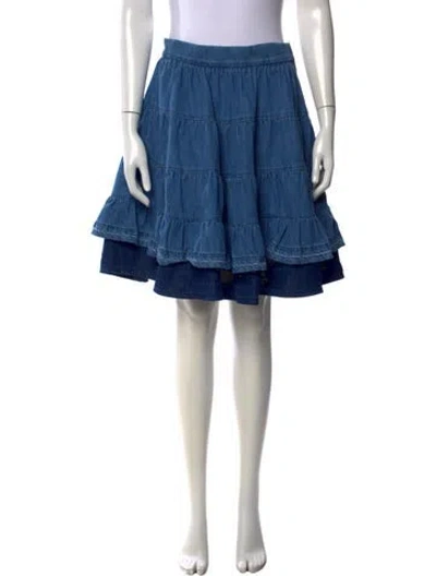 Pre-owned Sandro Ruffle Embellishment Mini Skirt In Blue