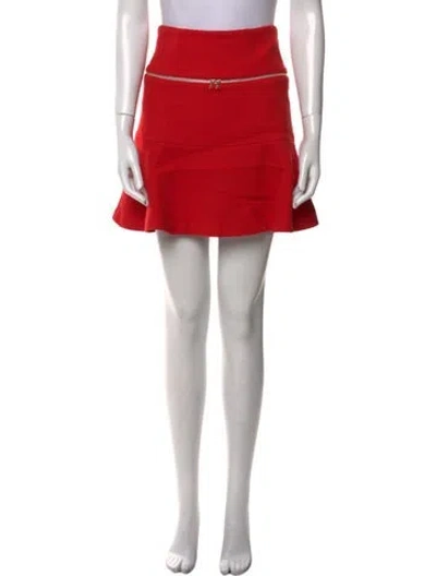 Pre-owned Sandro Ruffle Embellishment Mini Skirt In Red