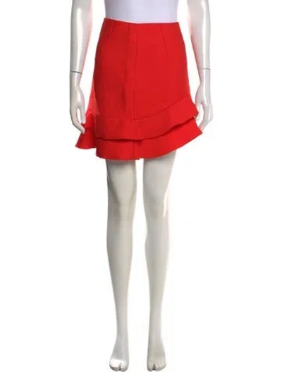 Pre-owned Sandro Ruffle Embellishment Mini Skirt In Red