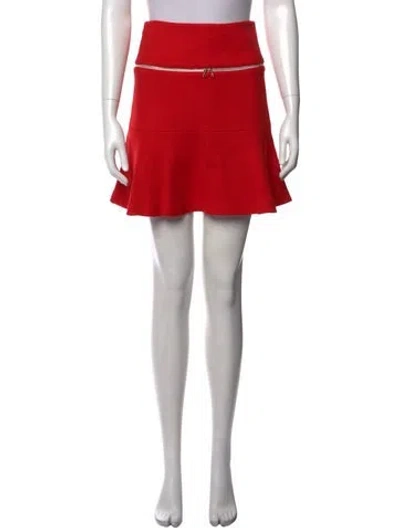Pre-owned Sandro Ruffle Embellishment Mini Skirt In Red