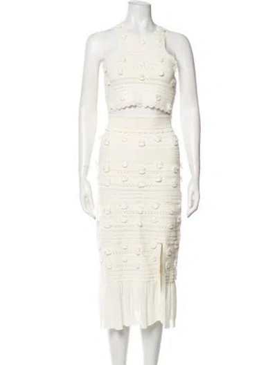 Pre-owned Sandro Ruffle Embellishment Skirt Set In Neutral