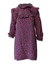 Sandro Ruffle Floral Print Silk Dress In Multicolor Silk In Multi