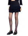 Sandro Womens Black Ruffled Woven Mini Skirt In Black