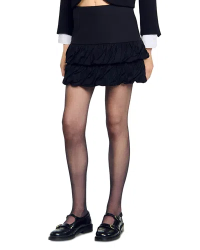 SANDRO RUFFLE HEM MINI SKIRT