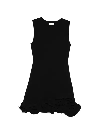 Sandro Ruffle Knitted Mini Dress In Black